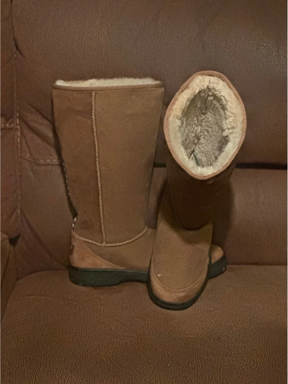 UGG Ultimate Tall Braid Boots Women's Size 8 NWOT Chestnut Suede Sheepskin 5340